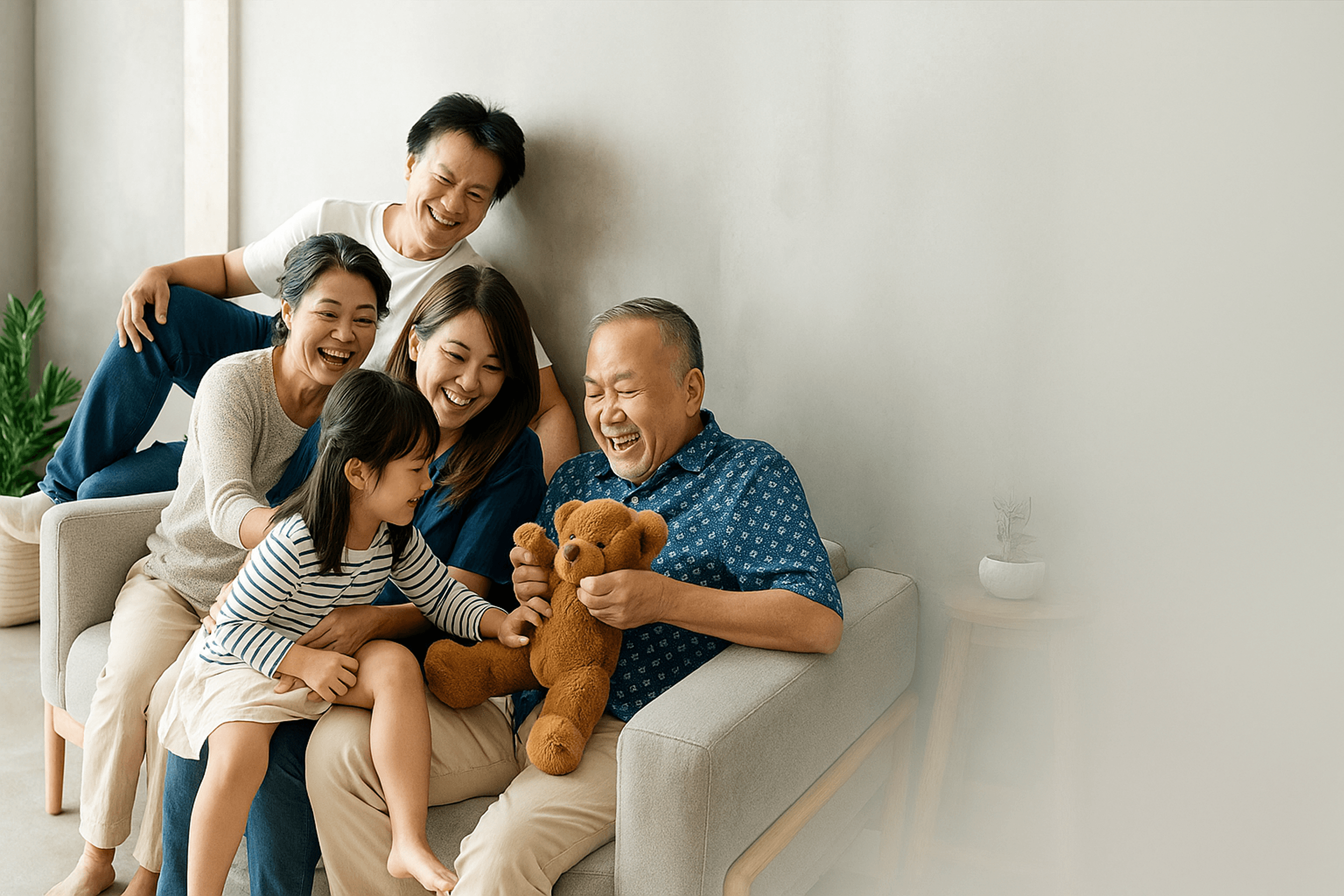 Family enjoying time together at home